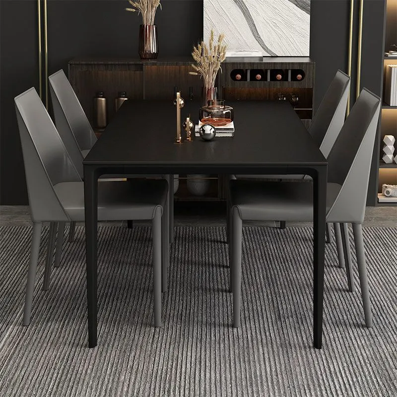 Set tavolo da pranzo moderno alluminio Set dinette rettangolare da 1/4/5 pezzi con pietra sinterizzata Clearhalo