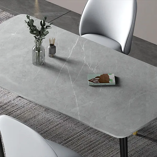 Set tavolo da pranzo moderno ferro Set dinette da 1/2/3/5/7 pezzi con piano pietra sinterizzata Clearhalo