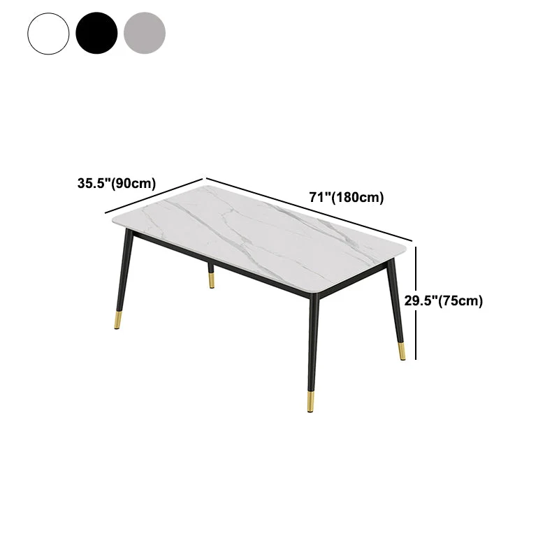 Set tavolo da pranzo moderno ferro Set dinette da 1/2/3/5/7 pezzi con piano pietra sinterizzata Clearhalo