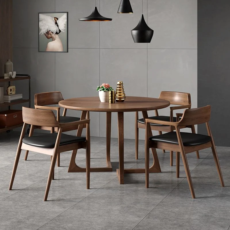 Set tavolo da pranzo moderno legno massello da 1/3/4/5 pezzi marrone Clearhalo