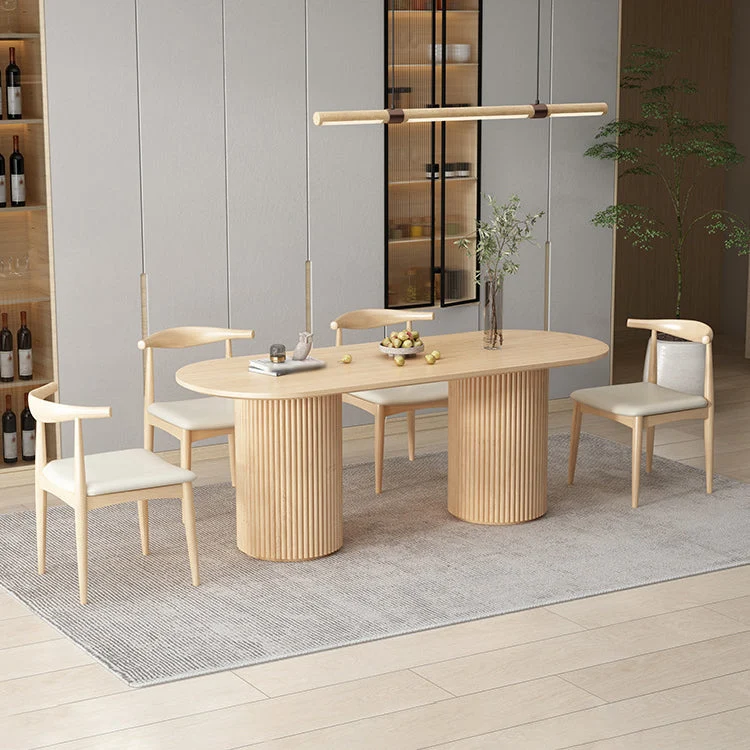 Set tavolo da pranzo moderno legno massello Set da sala da pranzo per la casa da 1/5/7 pezzi Clearhalo