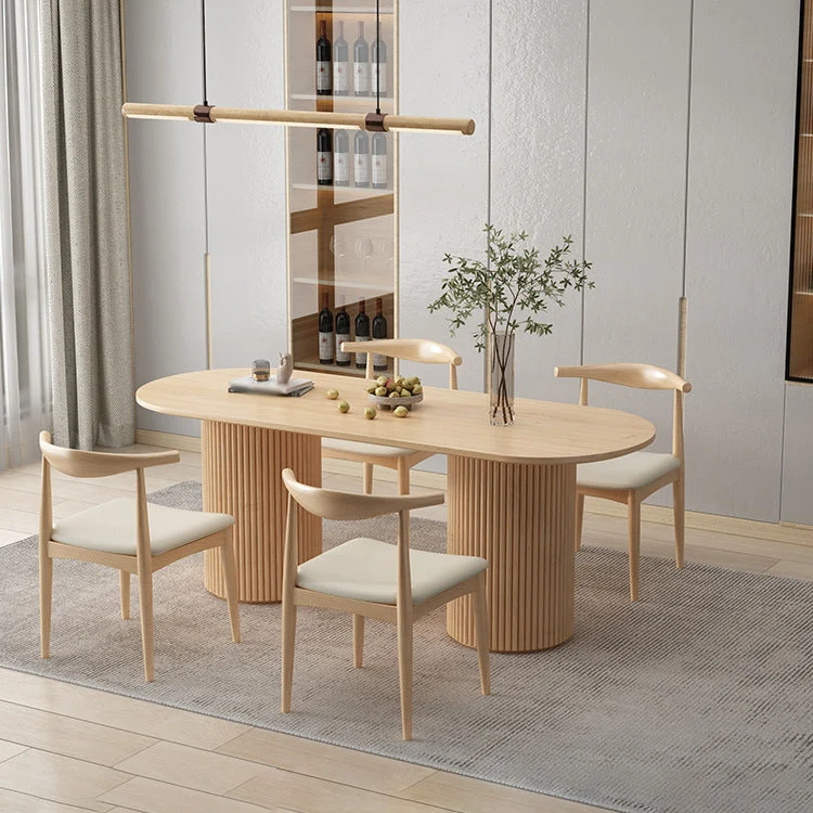 Set tavolo da pranzo moderno legno massello Set da sala da pranzo per la casa da 1/5/7 pezzi Clearhalo