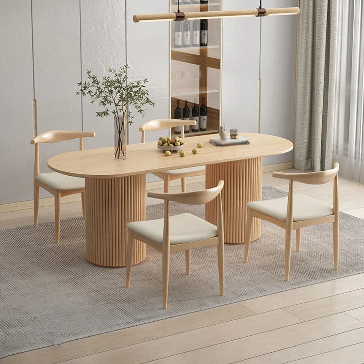 Set tavolo da pranzo moderno legno massello Set da sala da pranzo per la casa da 1/5/7 pezzi Clearhalo