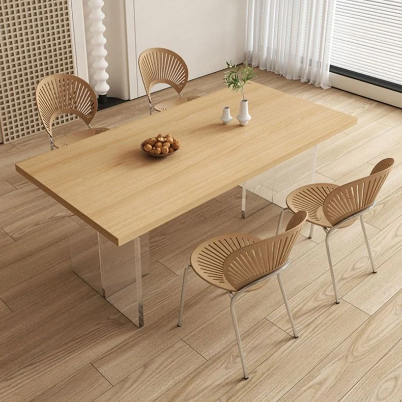 Set tavolo da pranzo moderno legno massello da 1/4/5 pezzi colore naturale Clearhalo