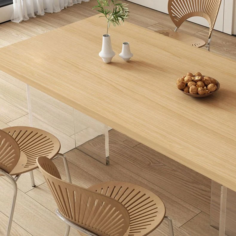 Set tavolo da pranzo moderno legno massello da 1/4/5 pezzi colore naturale Clearhalo