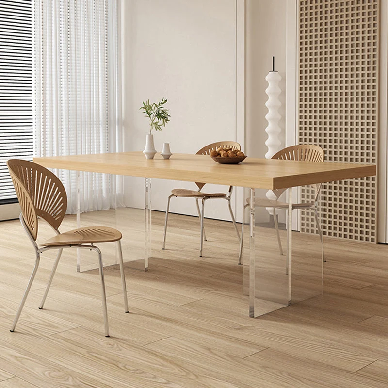Set tavolo da pranzo moderno legno massello da 1/4/5 pezzi colore naturale Clearhalo