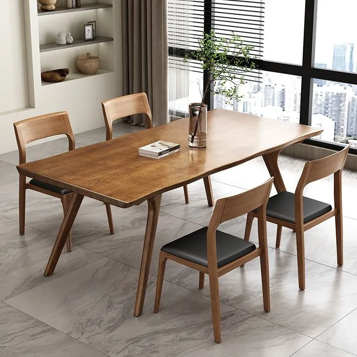 Set tavolo da pranzo moderno legno massello marrone Set dinette da 1/4/5/7 pezzi per la casa Clearhalo