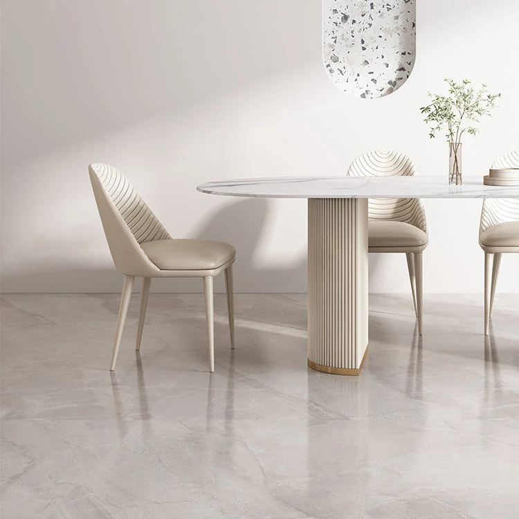 Set tavolo da pranzo moderno pelletteria Set dinette da 1/4/5/7 pezzi con pietra sinterizzata bianca Clearhalo