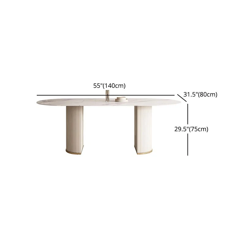 Set tavolo da pranzo moderno pelletteria Set dinette da 1/4/5/7 pezzi con pietra sinterizzata bianca Clearhalo