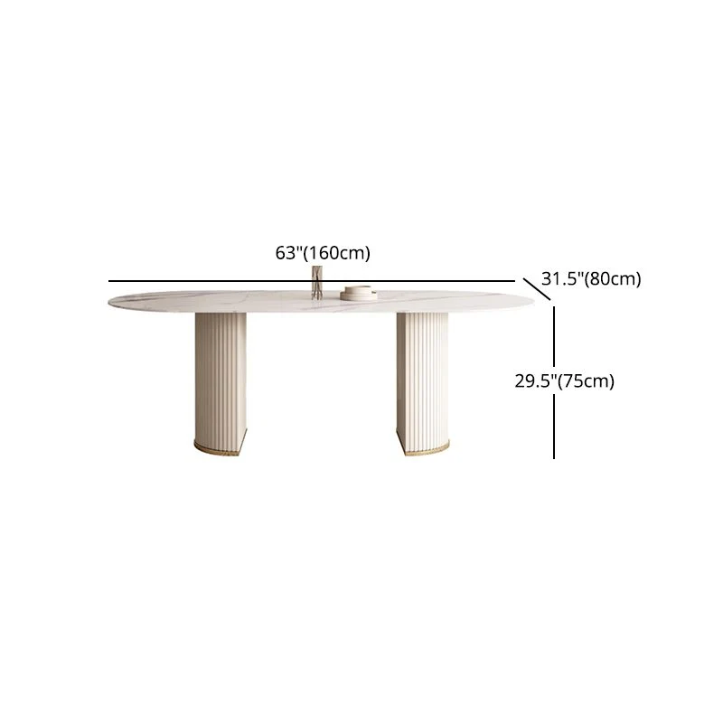 Set tavolo da pranzo moderno pelletteria Set dinette da 1/4/5/7 pezzi con pietra sinterizzata bianca Clearhalo