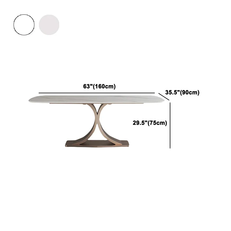 Set tavolo da pranzo moderno rettangolare Set dinette da 1/2/5/6 pezzi con piano pietra sinterizzata bianca Clearhalo
