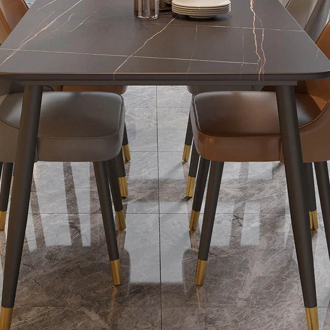 Set tavolo da pranzo moderno rettangolare Set dinette con piano pietra da 1/2/5/7 pezzi Clearhalo