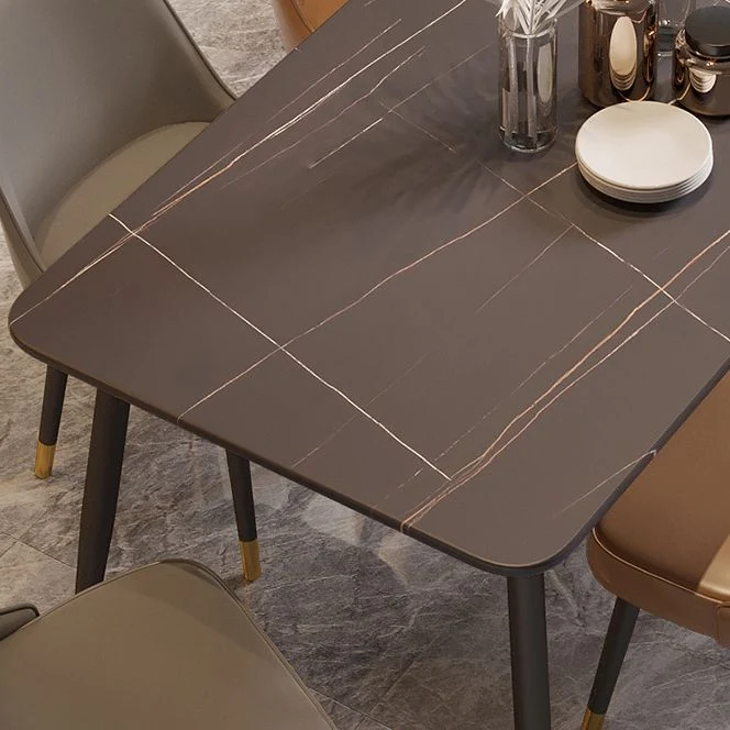 Set tavolo da pranzo moderno rettangolare Set dinette con piano pietra da 1/2/5/7 pezzi Clearhalo