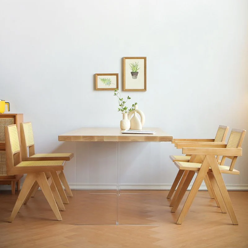 Set tavolo da pranzo moderno rettangolare Set da pranzo legno massello da 1/3/5 pezzi Clearhalo
