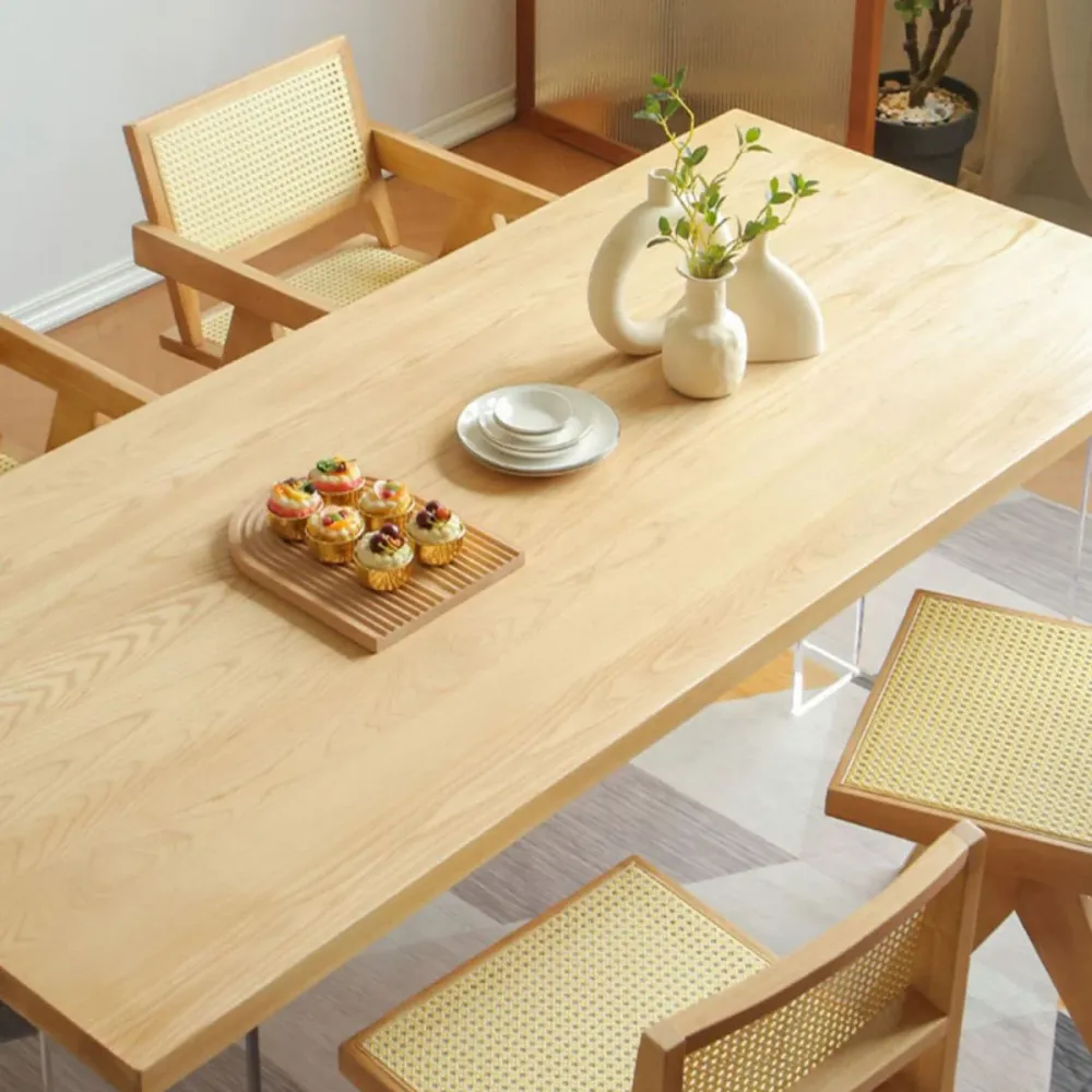 Set tavolo da pranzo moderno rettangolare Set da pranzo legno massello da 1/3/5 pezzi Clearhalo