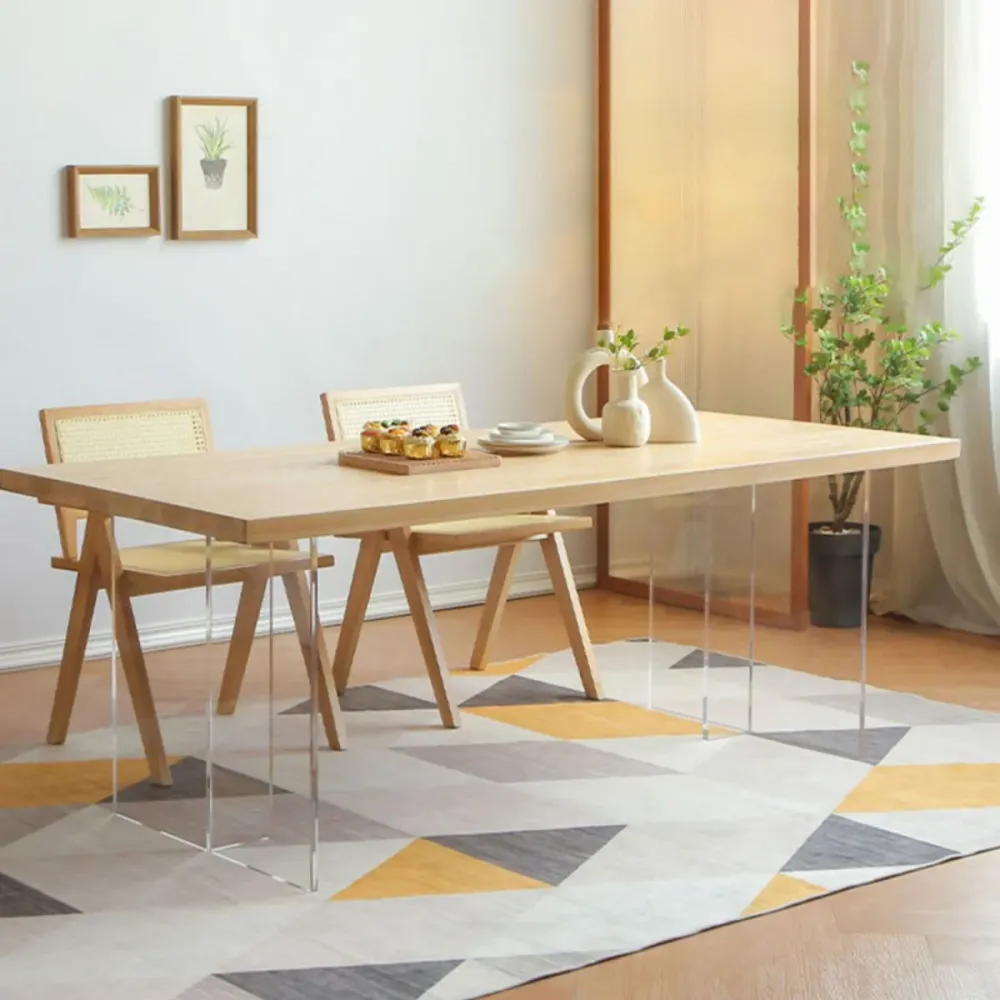 Set tavolo da pranzo moderno rettangolare Set da pranzo legno massello da 1/3/5 pezzi Clearhalo