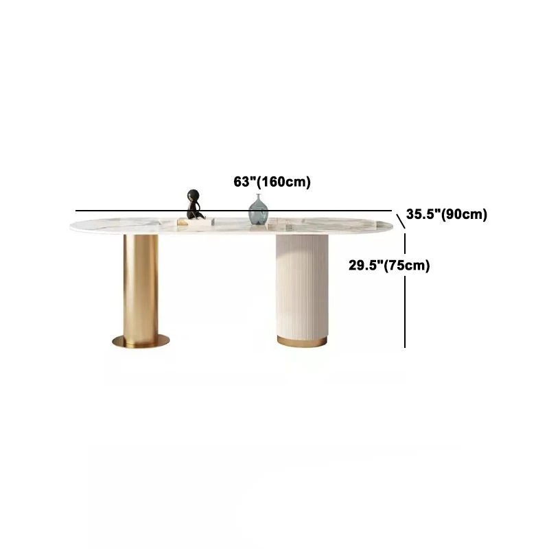 Set tavolo da pranzo ovale pietra sinterizzata Nordic Glam Set da pranzo da 1/4/5/7 pezzi Clearhalo