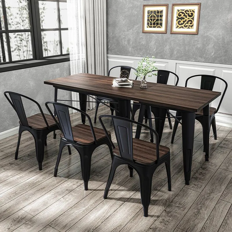 Set tavolo da pranzo per caffetteria 1/2/3/5/7 pezzi Set dinette legno e metallo Clearhalo