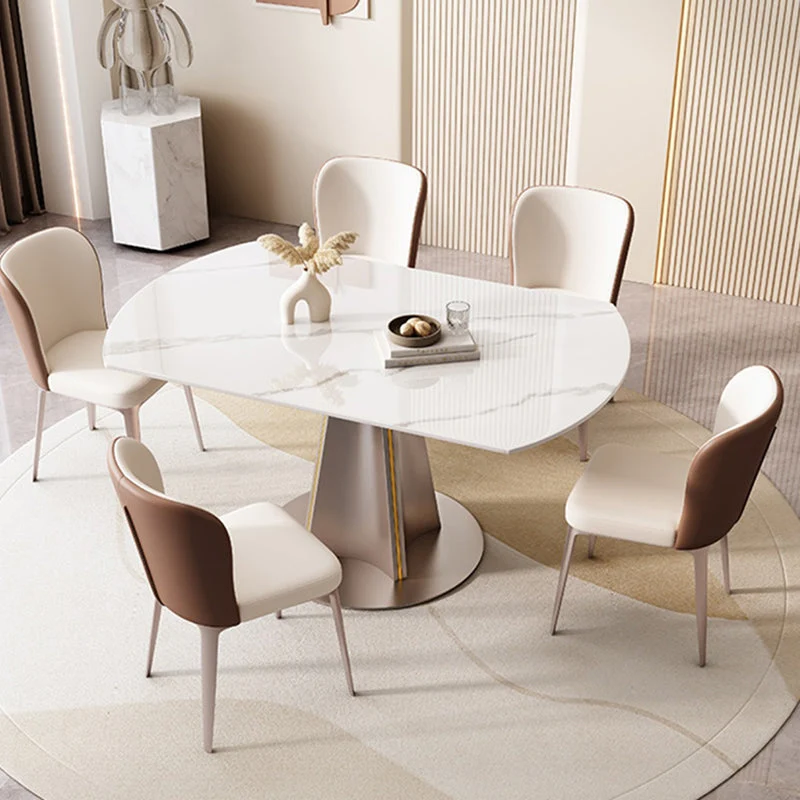 Set tavolo da pranzo pieghevole bianco lucido Set dinette pietra da 1/5/7 pezzi per cucina Clearhalo