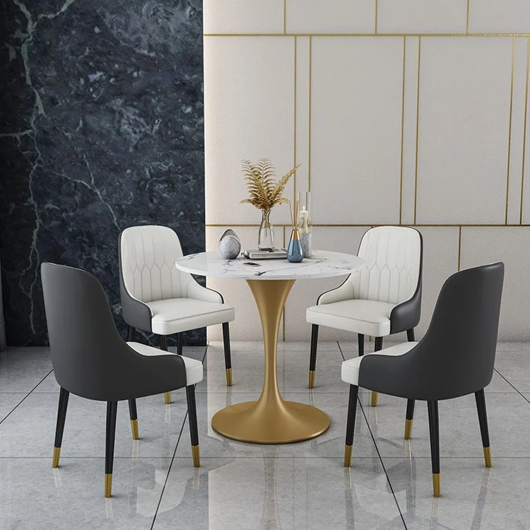 Set tavolo da pranzo pietra sinterizzata Glam Set da pranzo rotondo 1/2/4/5 pezzi per uso domestico Clearhalo