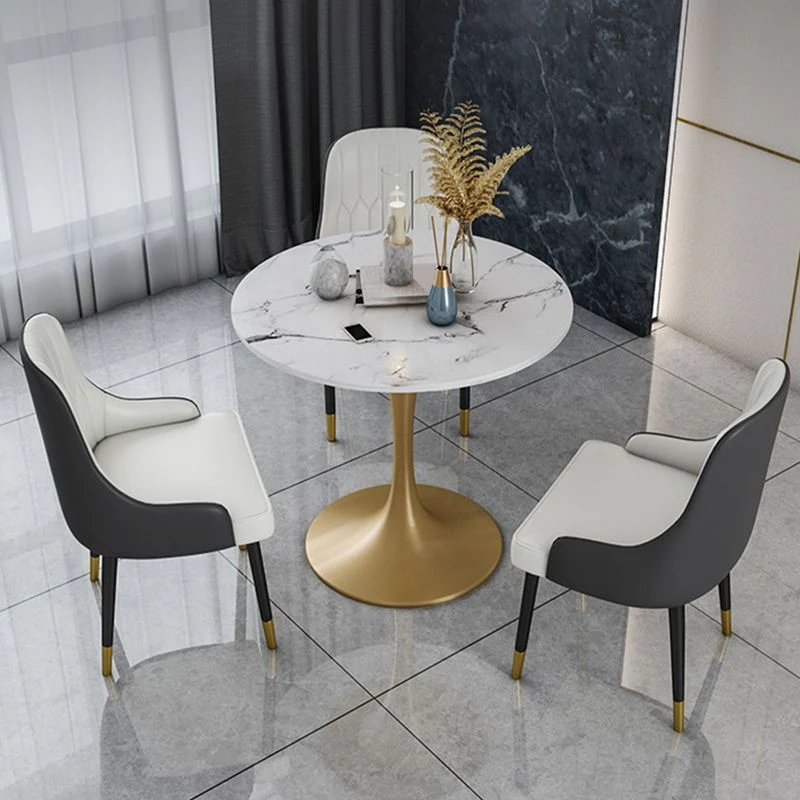 Set tavolo da pranzo pietra sinterizzata Glam Set da pranzo rotondo 1/2/4/5 pezzi per uso domestico Clearhalo