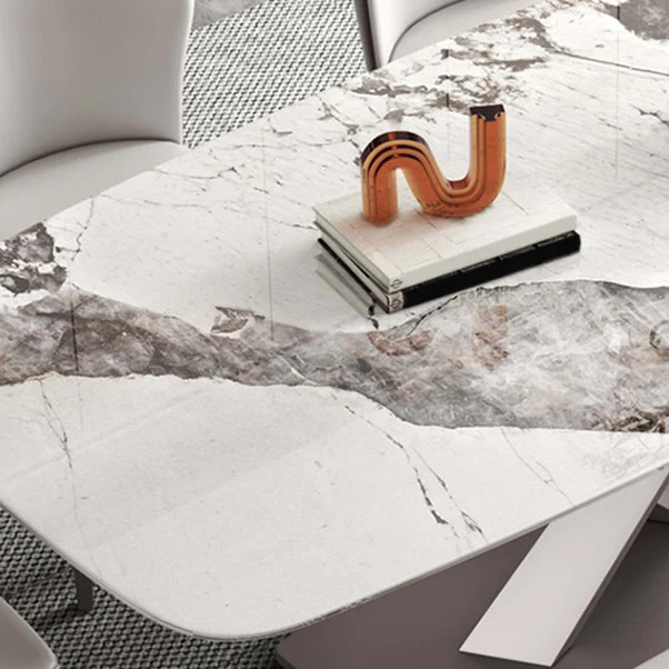 Set tavolo da pranzo pietra sinterizzata Nordic Glam Set da pranzo da 1/4/5/6/7 pezzi Clearhalo
