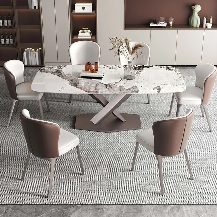 Set tavolo da pranzo pietra sinterizzata Nordic Glam Set da pranzo da 1/4/5/6/7 pezzi Clearhalo
