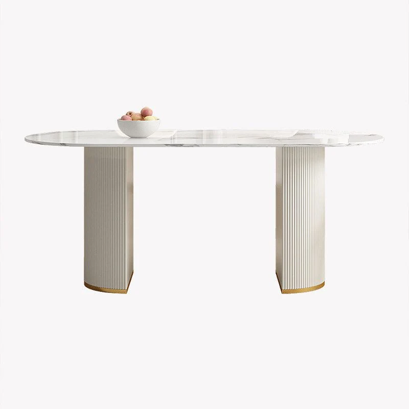 Set tavolo da pranzo pietra sinterizzata Nordic Glam Set tavolo da pranzo ovale da 1/4/5/7 pezzi per la casa Clearhalo