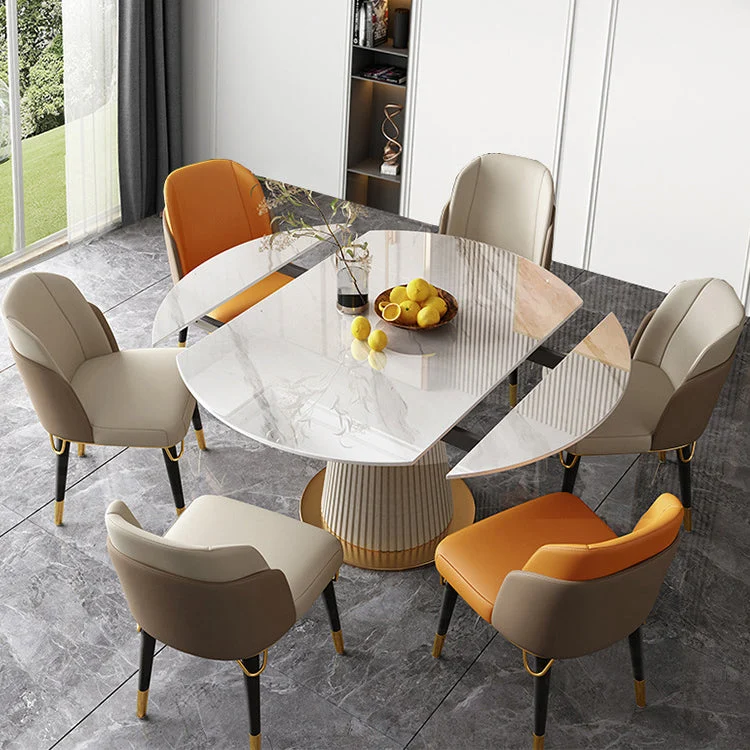 Set tavolo da pranzo pietra sinterizzata Nordic Glam Set da pranzo da 1/4/5/7 pezzi per cucina Clearhalo