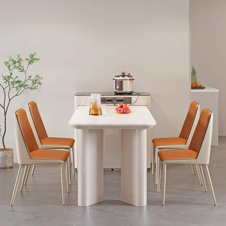 Set tavolo da pranzo pietra sinterizzata Set da pranzo da 5 pezzi per cucina Clearhalo