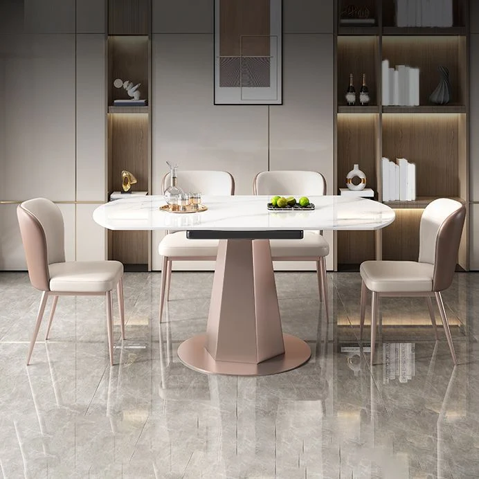 Set tavolo da pranzo pietra sinterizzata Set da pranzo da 1/2/5/7 pezzi per cucina Clearhalo