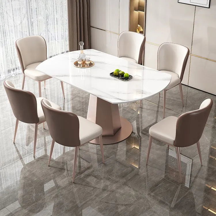 Set tavolo da pranzo pietra sinterizzata Set da pranzo da 1/2/5/7 pezzi per cucina Clearhalo
