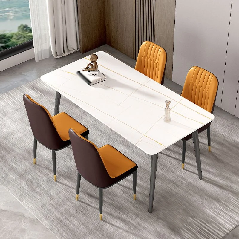 Set tavolo da pranzo rettangolare contemporaneo da 1/4/5/7 pezzi con tavolo e sedie Clearhalo