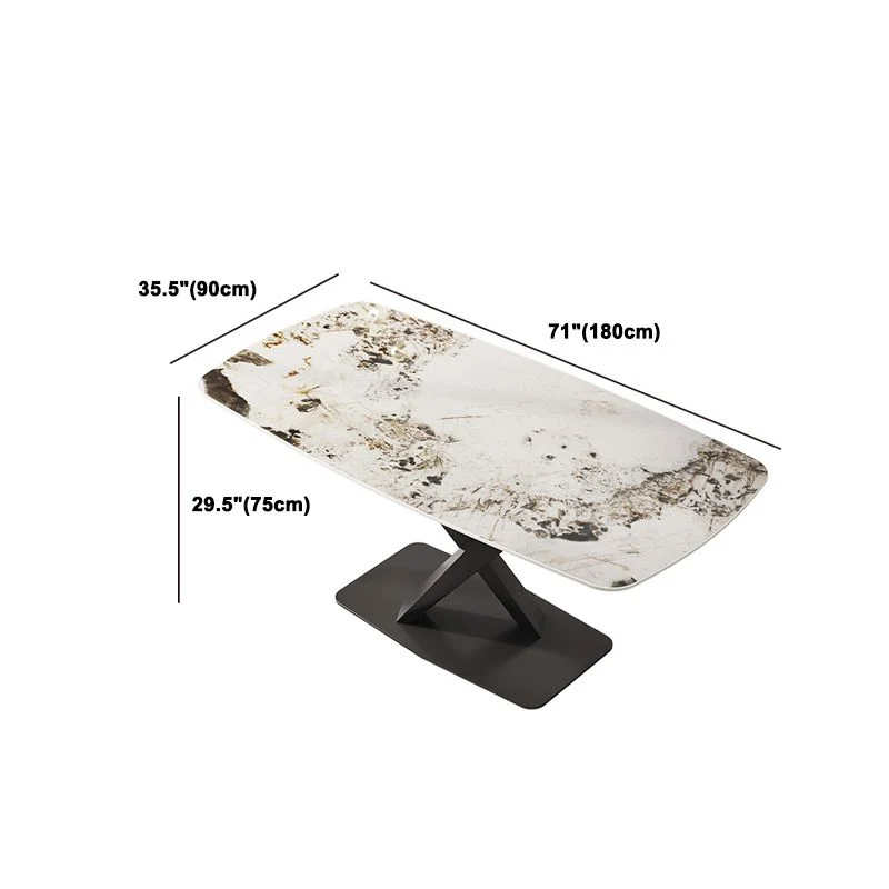 Set tavolo da pranzo rettangolare di design Set dinette con piano pietra dorata da 1/4/5/6/7 pezzi Clearhalo