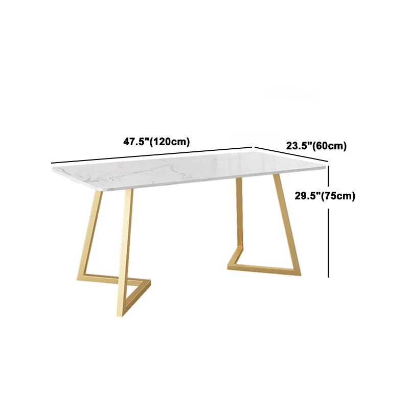 Set tavolo da pranzo rettangolare Glam Set dinette con piano pietra bianca da 1/4/5 pezzi Clearhalo