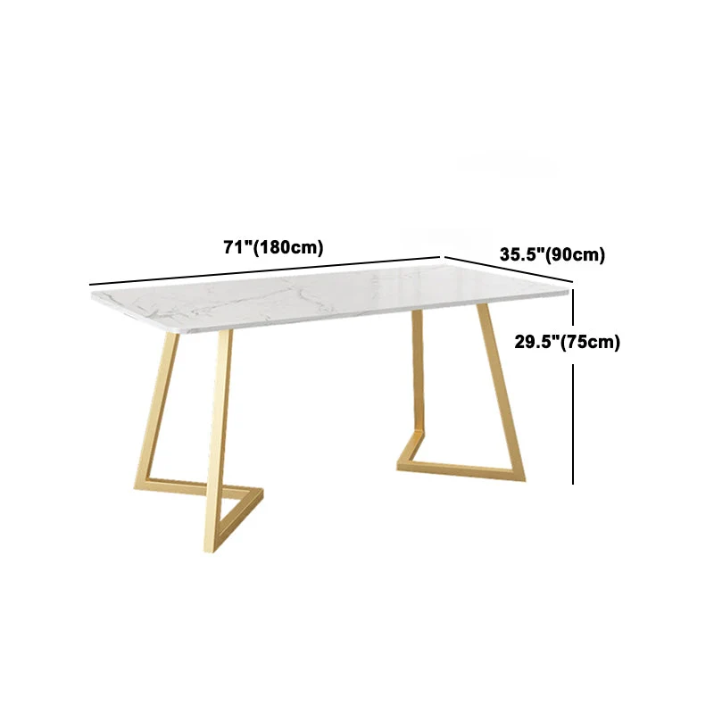 Set tavolo da pranzo rettangolare Glam Set dinette con piano pietra bianca da 1/4/5 pezzi Clearhalo