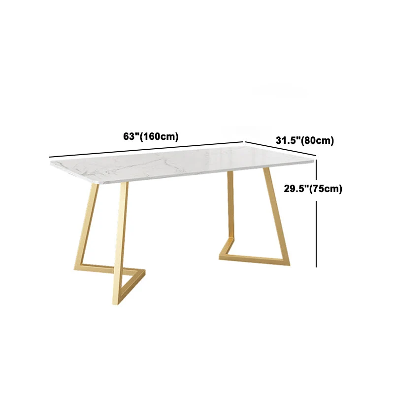Set tavolo da pranzo rettangolare Glam Set dinette con piano pietra bianca da 1/4/5 pezzi Clearhalo