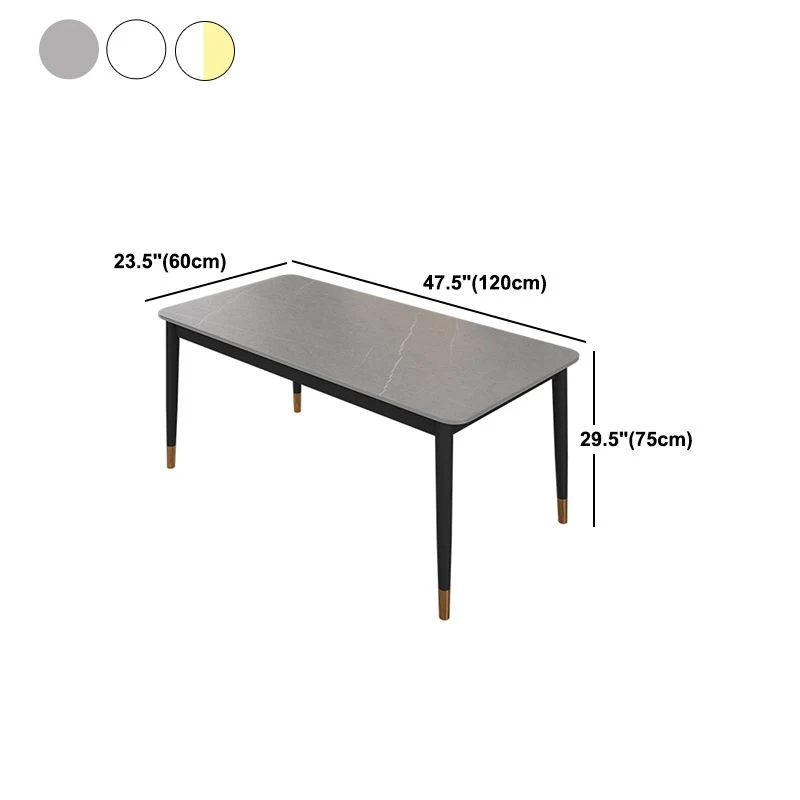 Set tavolo da pranzo rettangolare Glam Set dinette da 1/4/5/7 pezzi con piano pietra sinterizzata Clearhalo