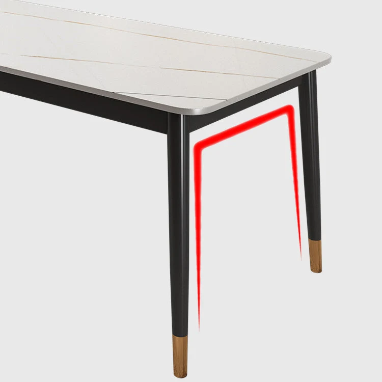 Set tavolo da pranzo rettangolare Glam Set dinette da 1/4/5/7 pezzi con piano pietra sinterizzata Clearhalo