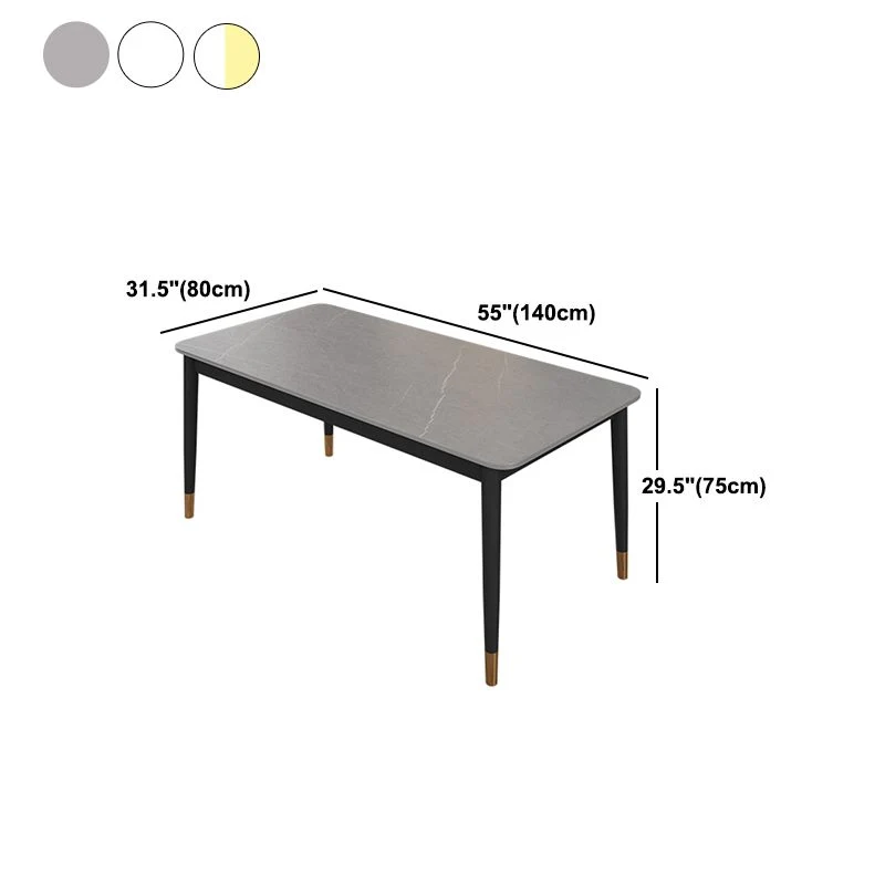 Set tavolo da pranzo rettangolare Glam Set dinette da 1/4/5/7 pezzi con piano pietra sinterizzata Clearhalo