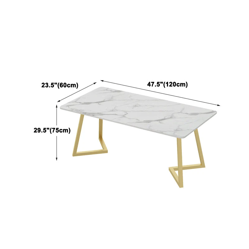 Set tavolo da pranzo rettangolare Glam Set dinette 1/2/5/7 pezzi con piano pietra sinterizzata bianca Clearhalo