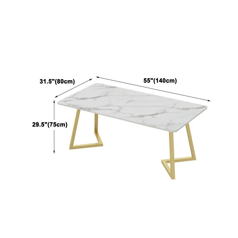 Set tavolo da pranzo rettangolare Glam Set dinette 1/2/5/7 pezzi con piano pietra sinterizzata bianca Clearhalo