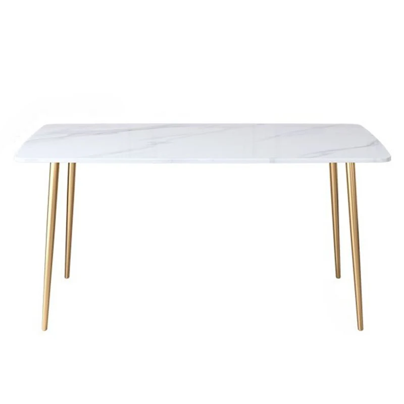 Set tavolo da pranzo rettangolare Glam Set dinette da 1/2/5 pezzi con piano pietra sinterizzata bianca Clearhalo