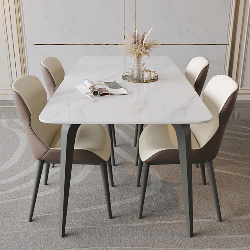 Set tavolo da pranzo rettangolare Set da pranzo bianco da 1/5/7 pezzi per la casa Clearhalo