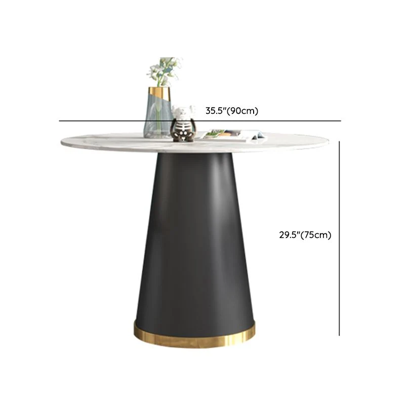 Set tavolo da pranzo rotondo con piano pietra bianca Set da pranzo moderno da 1/2/4/5 pezzi Clearhalo