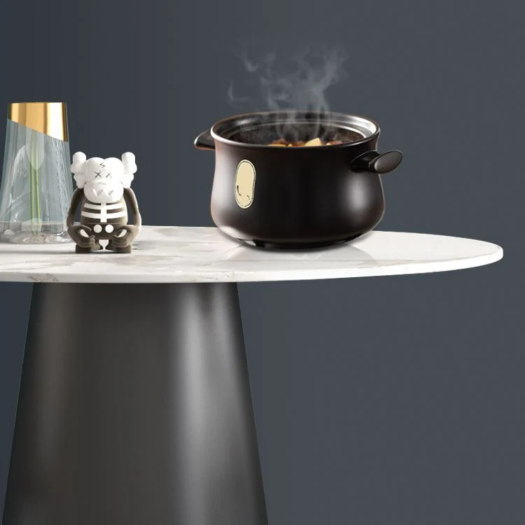 Set tavolo da pranzo rotondo con piano pietra bianca Set da pranzo moderno da 1/2/4/5 pezzi Clearhalo