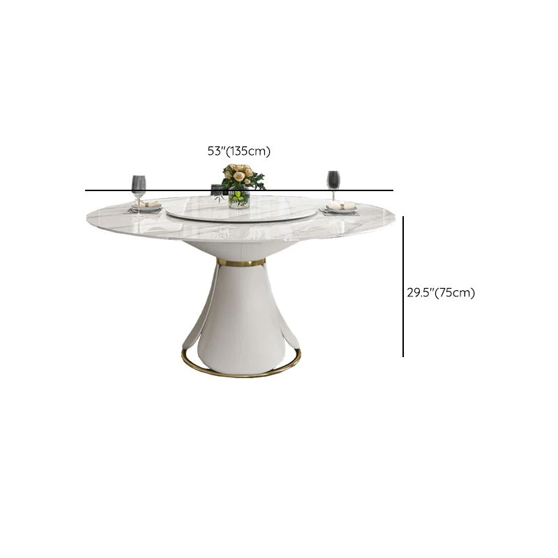 Set tavolo da pranzo rotondo con sedie imbottite Set da pranzo bianco da 1/5/7 pezzi per la casa Clearhalo