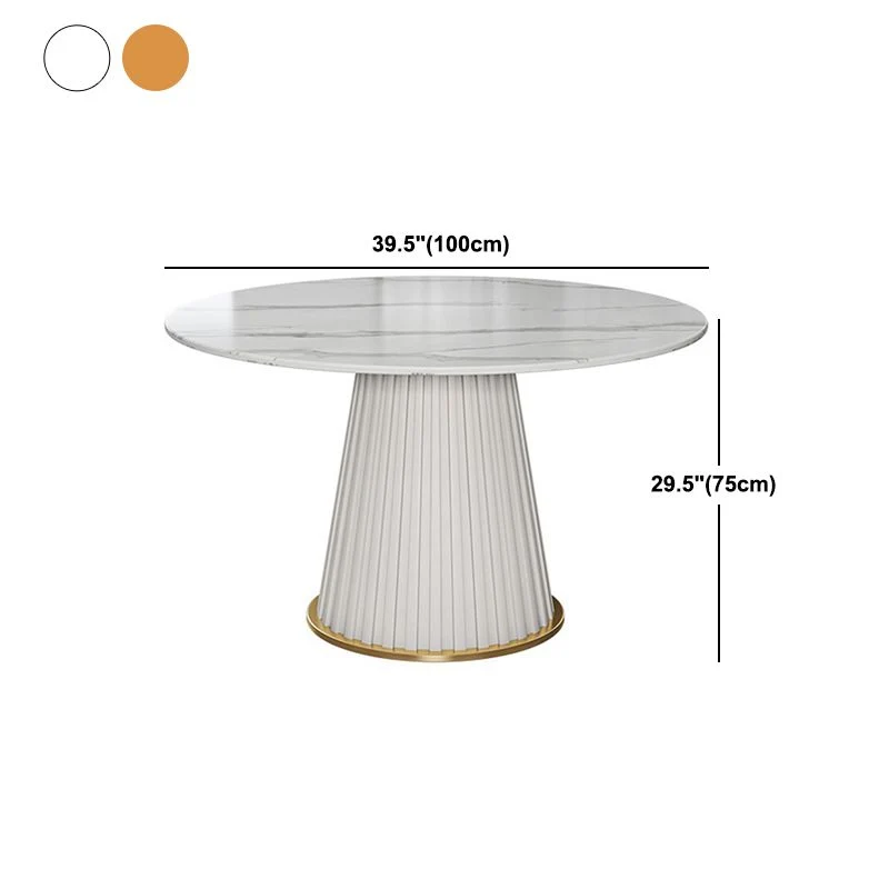Set tavolo da pranzo rotondo Glam Set dinette da 1/2/5/7 pezzi con piano pietra sinterizzata bianca Clearhalo