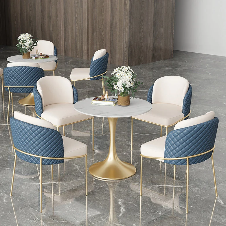 Set tavolo da pranzo rotondo pietra sinterizzata Glam Set da pranzo da 1/2/3/4/5 pezzi per uso domestico Clearhalo