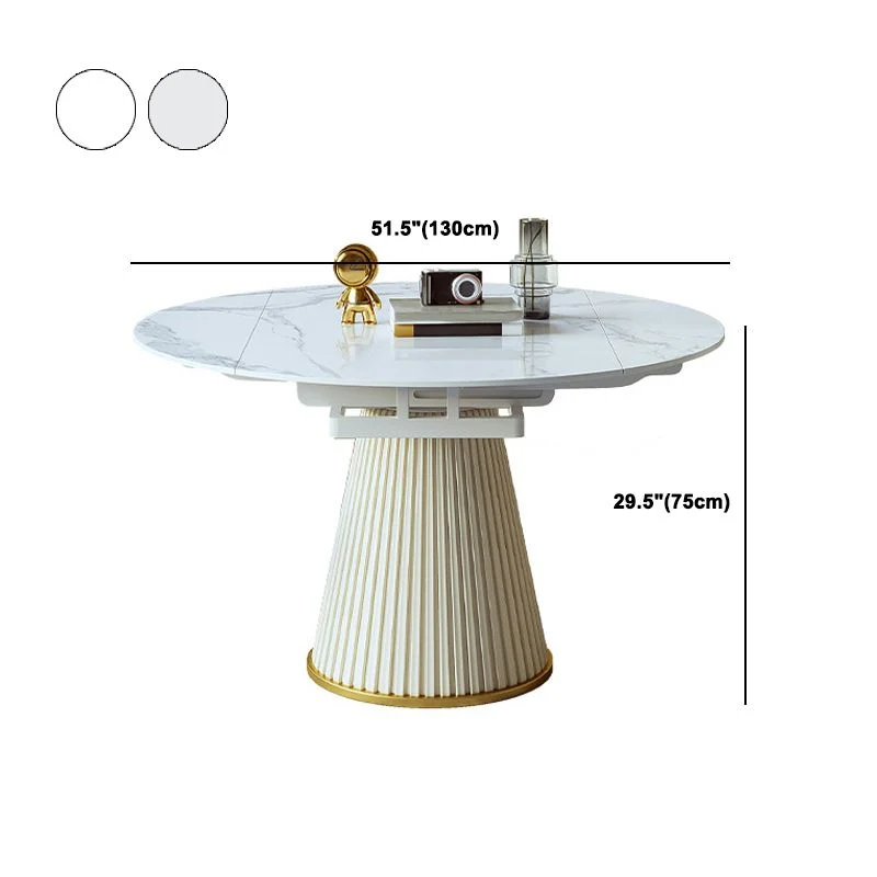 Set tavolo da pranzo rotondo scandinavo Tavolo da pranzo e sedie pelle da 1/4/5/7 pezzi Clearhalo